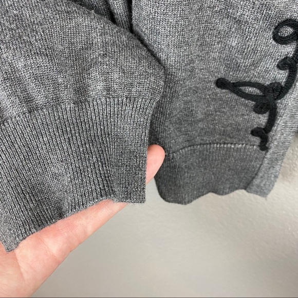 Carolyn Taylor Embroidered Open Front Cardigan Size XL Gray Black Dark Academia - Picture 5 of 7